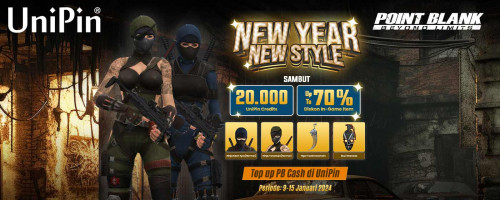 New Year, New Style! Raih Diskon 70% + Cashback 20.000 UniPin Credits hingga Item In-Game Point Blank!